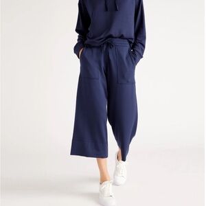 Quince SuperSoft Fleece Wide Leg Pants - Navy